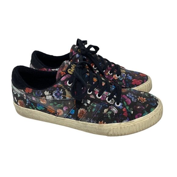 Gola Womens Tennis Mark Cox Liberty Shoes Sneakers Black CLB128 Floral Lace Up 8 - Picture 1 of 9